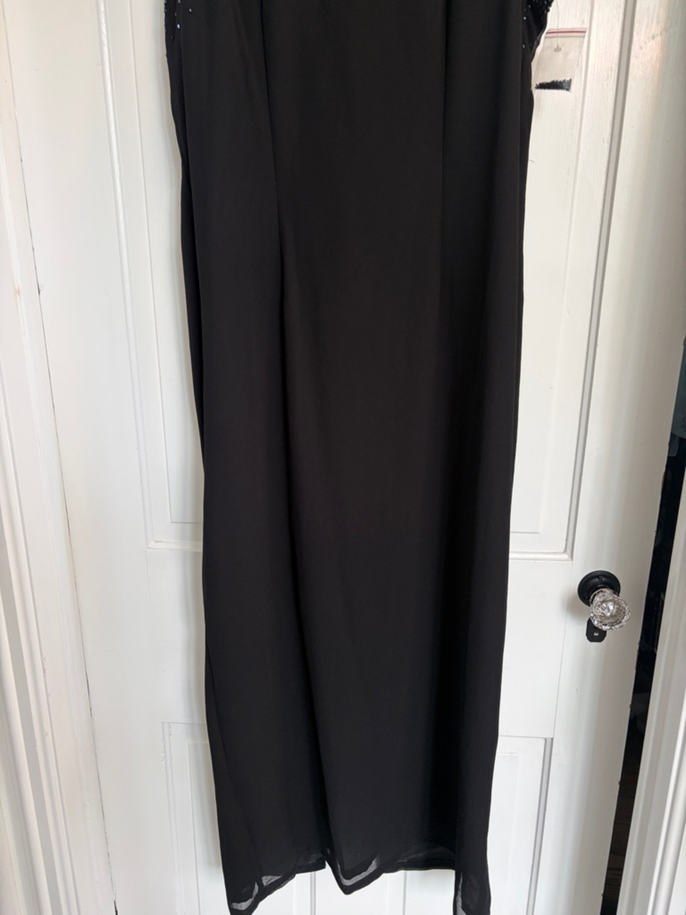 J Kara Black Beaded Long Dress/Jacket with Sheer Sleeves Sz 16 Wedding/ Mother - Picture 11 of 15